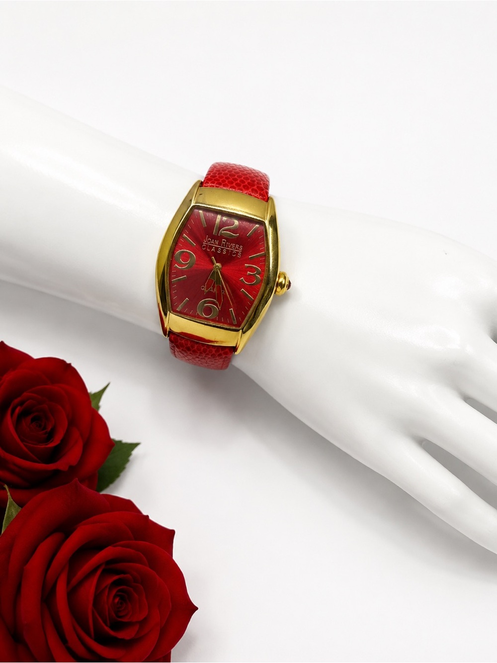 Joan Rivers Watch Classic Collections Red & Gold Size 7-8 Original Box. Working!